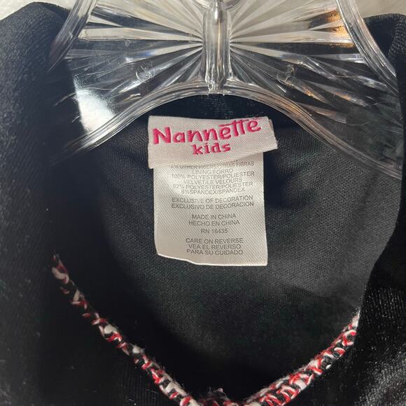 Nannette Kids Red Black Tweed Button Christmas Dress Coat w/ Velvet Collar Sz 5 - Picture 2 of 11